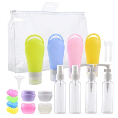 Pesderty Travel Bottles for Toiletries, Refillable Silicone Travel Containers, Squeezable Travel Accessories for Lotion and Shampoo