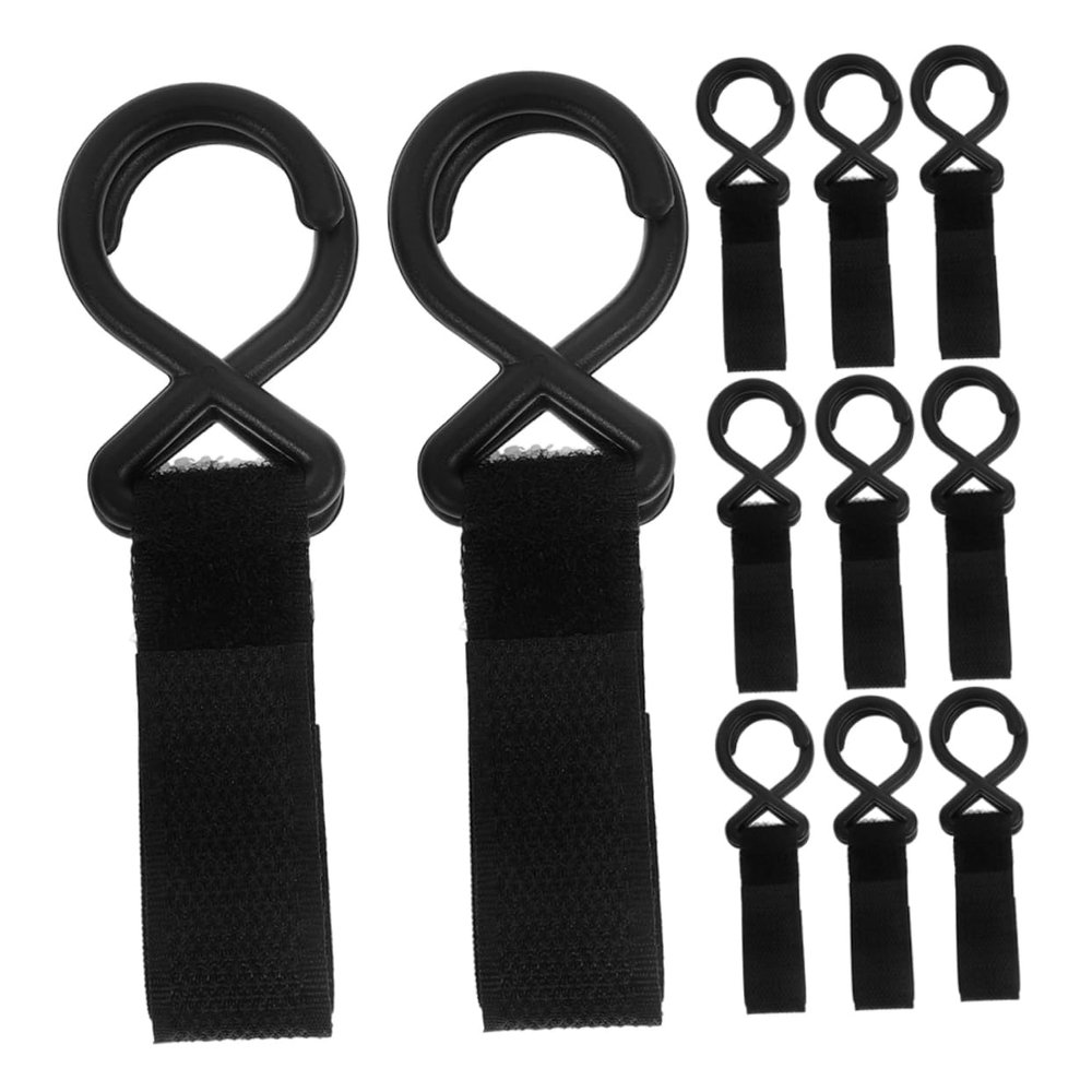 VICASKY Stroller Hooks, 12-Piece Nylon Set, Black