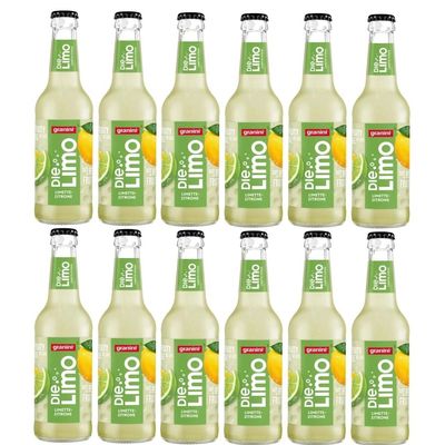 12 Granini Die Limo Lime-Lemon Bottles, 0.33 L Each, with Reusable Deposit + Free 45 g Space Cookie
