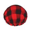 Black and Red Buffalo Plaid Waterproof Reusable Shower Cap view 2