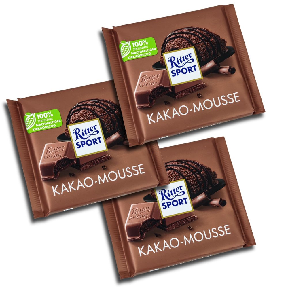 Ritter Sport Cocoa Mousse Chocolate Bars, 3 x 100 g