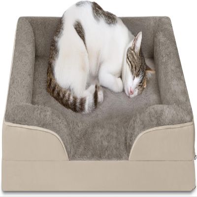 Ergonomic Cat Bed for European Shorthairs, Maine Coons & Small Dogs, 50 x 60 x 14 cm, Beige