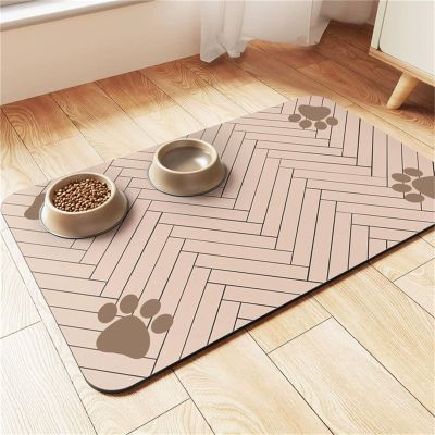 DOTBUY-SHOP Dog Feeding Mat, Absorbent, Chevron Pattern
