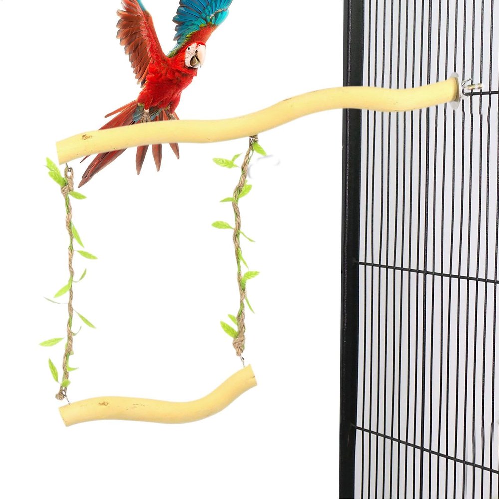 Wooden Bird Swing - Interactive Perch Toy