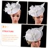 MRVAKDYDI Women's Lace and Feather Fascinator Hat, White view 4