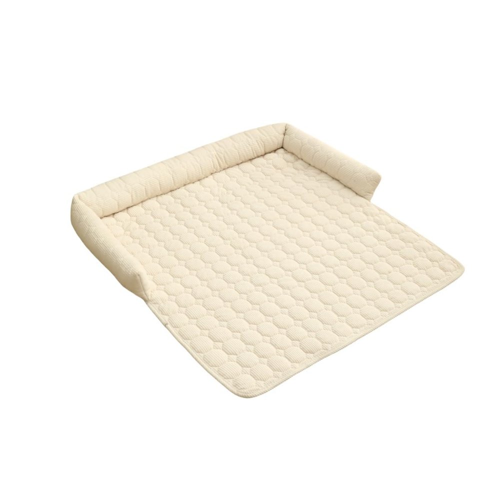 LUXUCURE Dog Bed Cushion with Headrest, Off-White, 75 x 75 cm