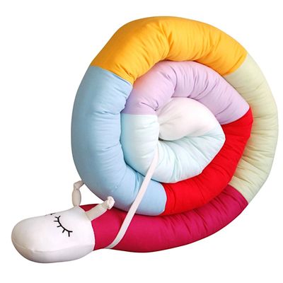 XXL Bed Bumper/Snail (Pastel Pattern), 250 cm, Customizable Side Sleeper Pillow (Without Tail Tip, 300 cm)