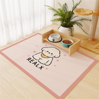FANSU Dog Bowl Mat, Absorbent Quick-Dry Non-Slip Feeding Mat, Pink, 31.5 x 39.4 in
