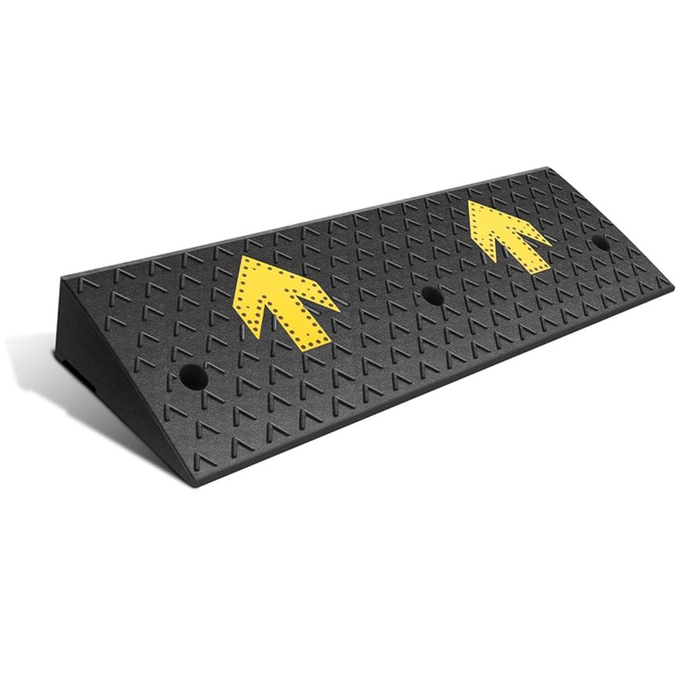 GOUZIBHD Rubber Curb Ramp, Car and Wheelchair Ramp, Threshold Ramp, Heavy-Duty Loading Ramp, 95 x 30 x 11 cm