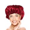 Adjustable Red Satin Sleep Bonnet, Double-Layer, Round view 3