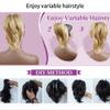 Hair Bun, Short Straight European Wig with Ponytail Clip, White view 4