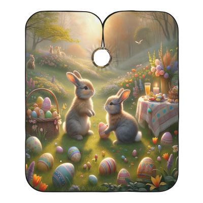 RPLIFE Colorful Washable Easter Bunny Hairdressing Cape, One Size
