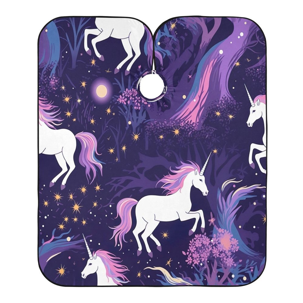 Waterproof Haircut Cape with Purple Unicorns, 160 x 140 cm