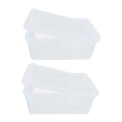 COLLBATH Reptile Feeding Boxes with Ventilation, Stackable, 2-Pack, PP