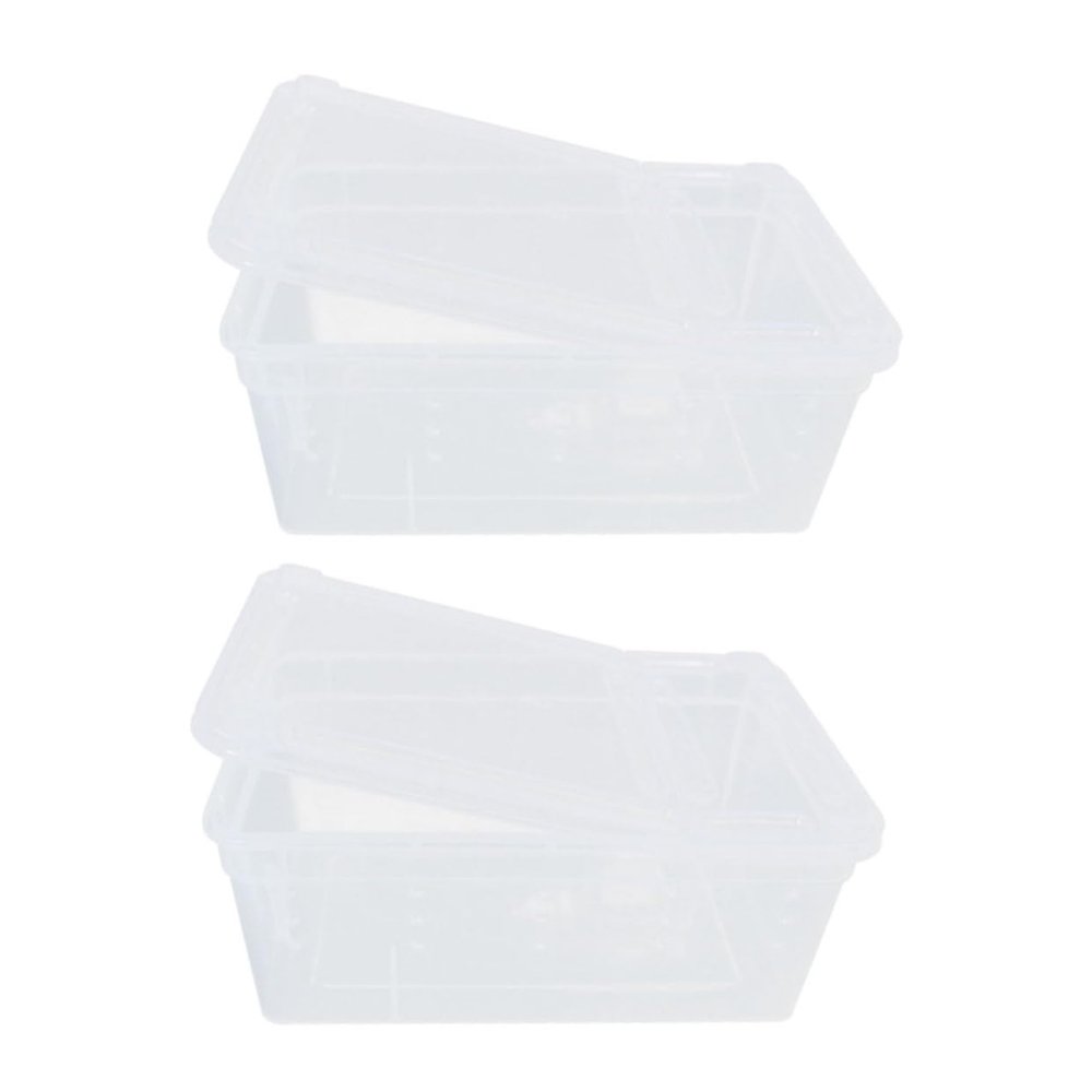 COLLBATH Reptile Feeding Boxes with Ventilation, Stackable, 2-Pack, PP