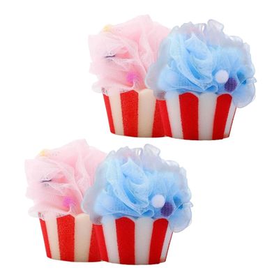 VICASKY 4-Piece Ice Cream Shower Loofah Set