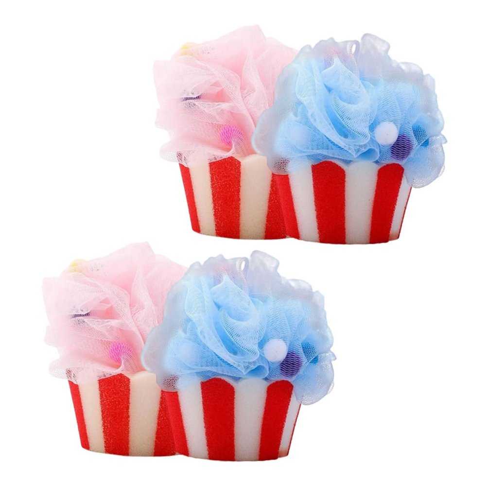 VICASKY 4-Piece Ice Cream Shower Loofah Set