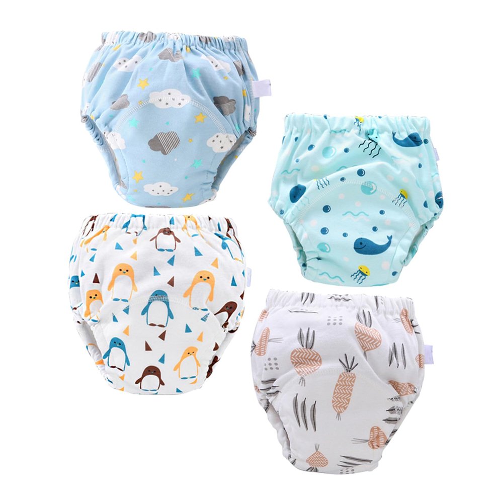 VICASKY Reusable Cotton Training Pants, Breathable and Washable, 4-Pack, for Babies and Toddlers 6–12 kg