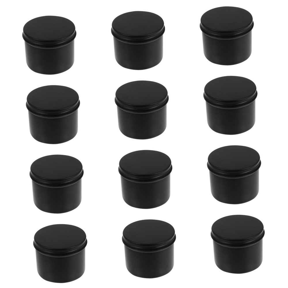 100 ml Black Aluminum Containers with Screw Lids, 12-Pack