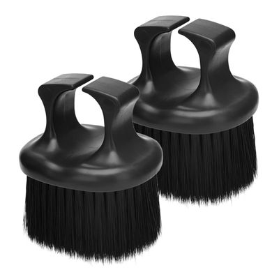 Barber Brush with Ring Design, 2-Piece Set, PP and Nylon, Black