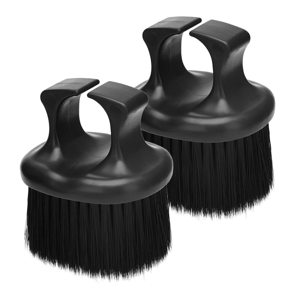 Barber Brush with Ring Design, 2-Piece Set, PP and Nylon, Black