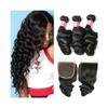 Brazilian Remy Human Hair Extensions, Loose Wave Bundles with 4x4 Closure view 1