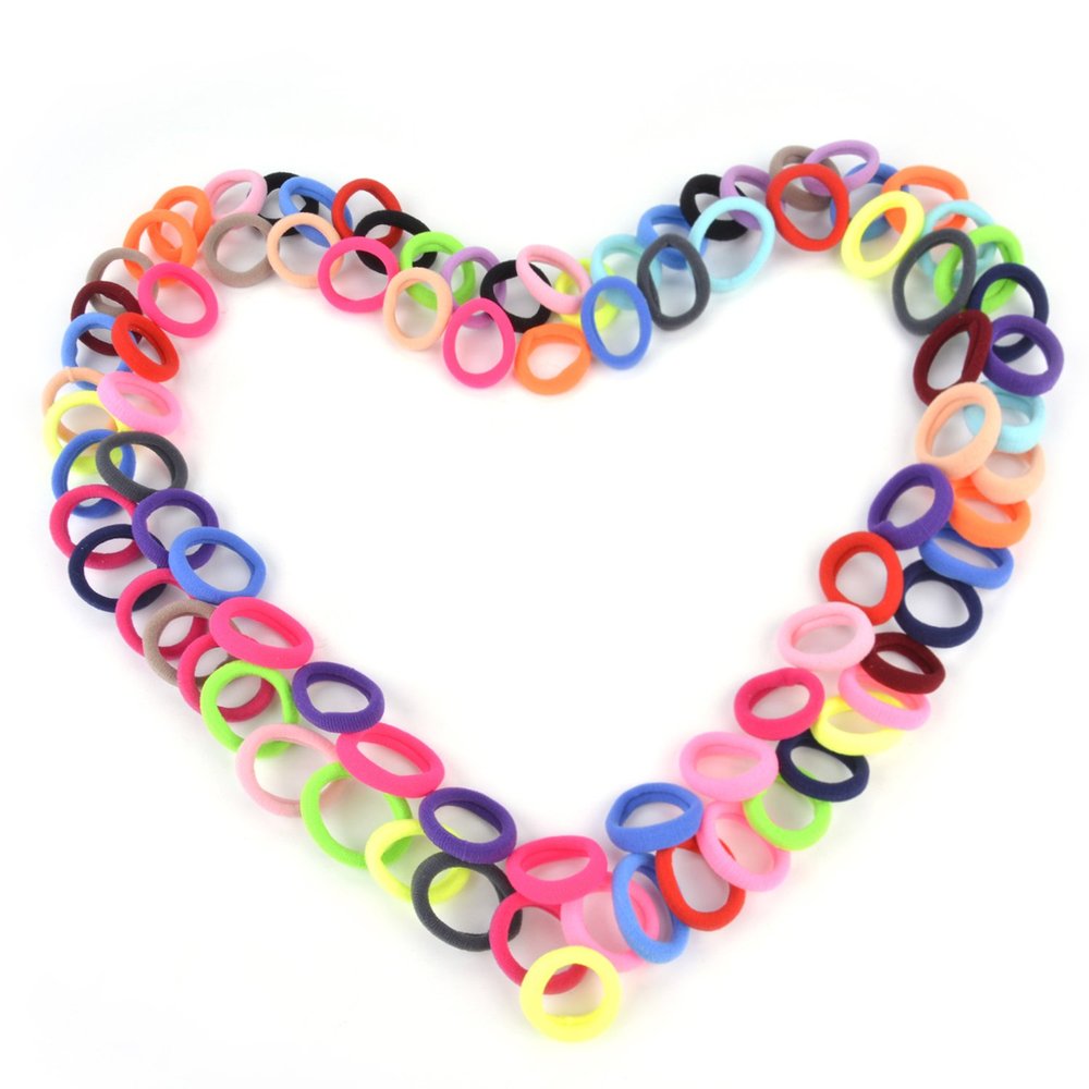 100 Cute No-Crease Hair Ties for Girls and Kids