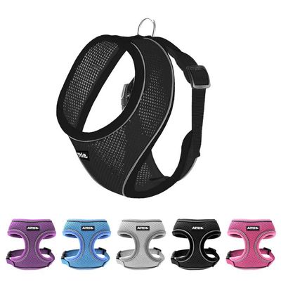 AIITLE Harness for Small Dogs, Breathable Mesh, Adjustable Fit, Reflective Design, No-Choke Vest (S, Black)
