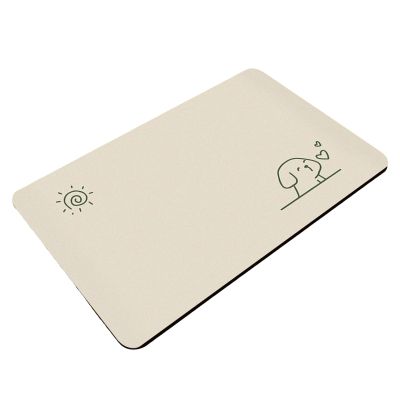 FANSU Dog Bowl Mat, Absorbent Quick-Drying Washable Non-Slip Diatomite Pet Feeding Mat, Smiling Puppy, 40 x 60 cm