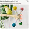 Large Parrot Chew Toy, 360° Rotating Natural Wood Block Bird Swing view 3