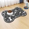 FANSU Dog Bowl Mat, Modern Design, Quick-Dry, Washable, Non-Slip Feeding Mat (Dark Gray, 20x30cm) view 1