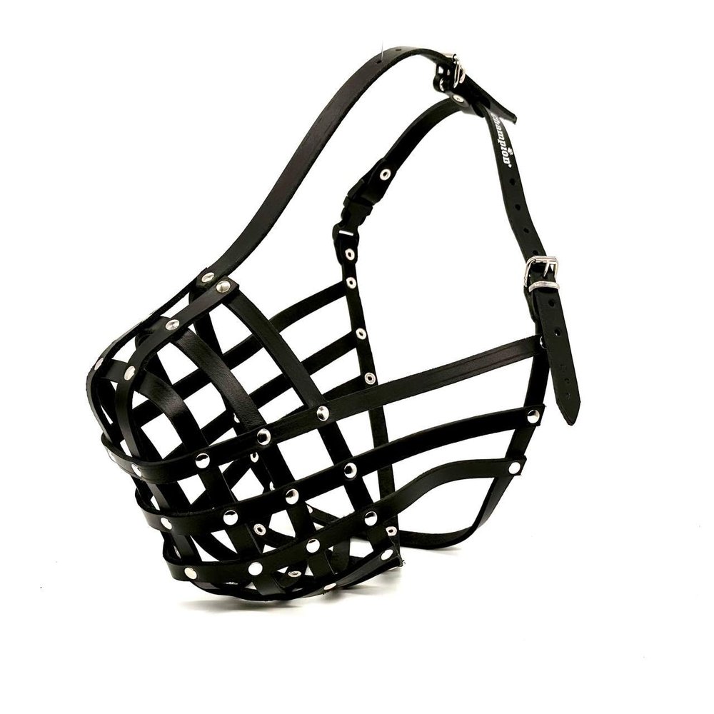 L&J Pets UK Premium Leather Muzzle for Rottweilers & Mastiffs, Adjustable, Black (R4)