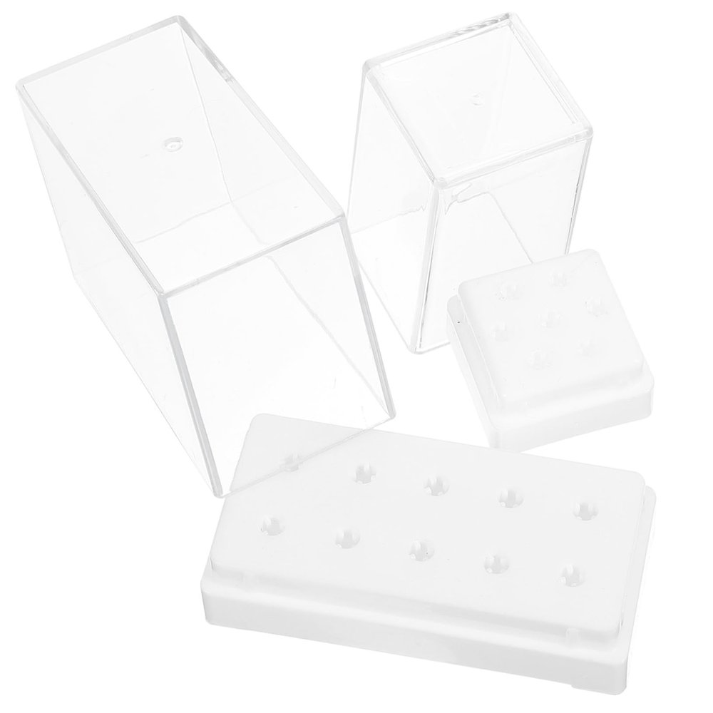 Nail Drill Bit Storage Boxes, 2-Piece Plastic Set
