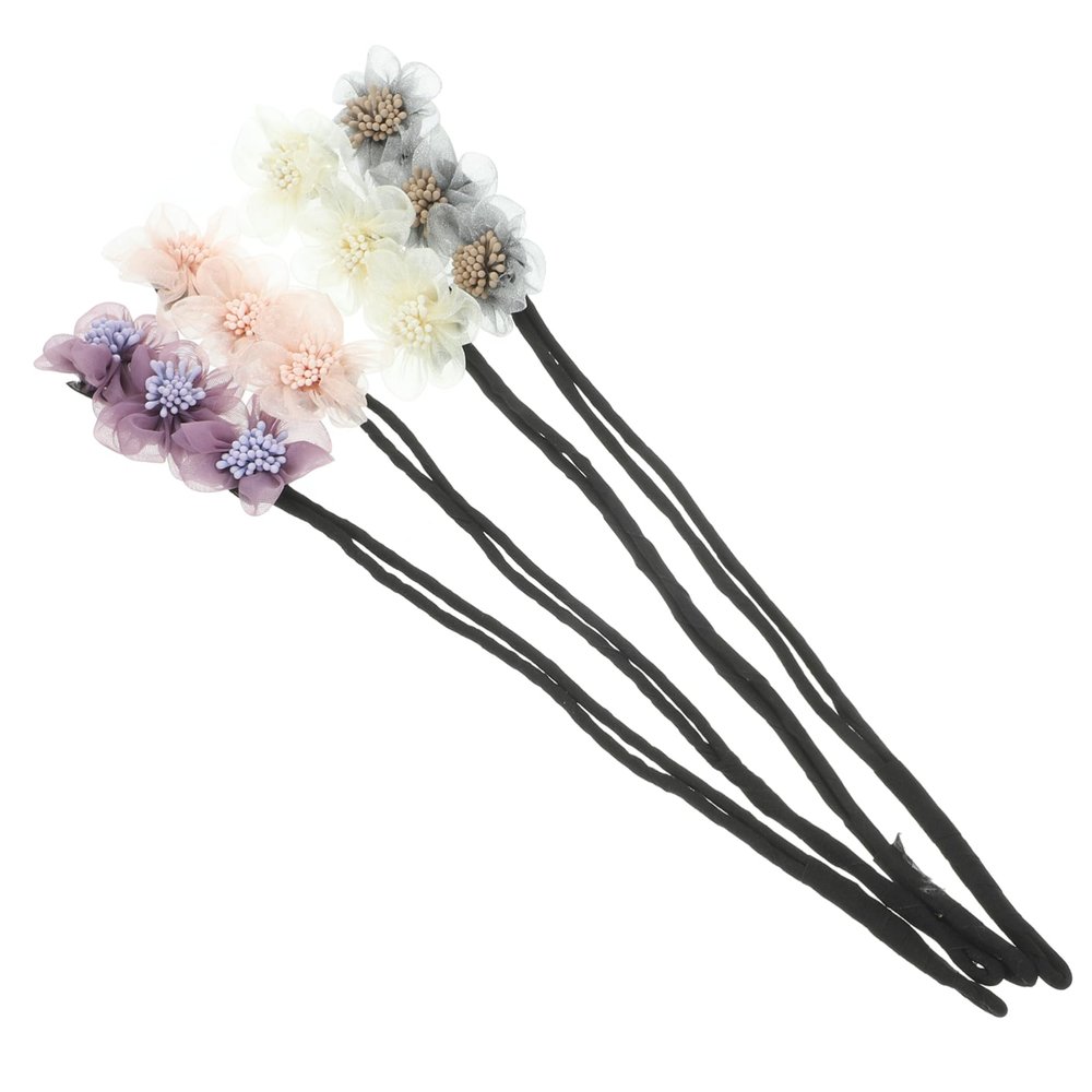 Floral Hair Bun Makers, 4-Piece Set