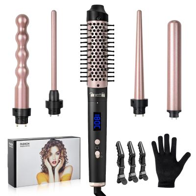 Carehabi 5-in-1 Curling Wand Set, 9–32 mm, 160–230°C, with Gloves & Hair Clips