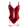 Generic Plus-Size Women's Lingerie Bodysuit, Black and Red Babydoll Dress with Thigh-High Stockings and Garters view 4