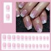 Elegant Square Press-On Nails, Glossy French Tips, Acrylic, 24 Pieces view 2