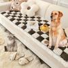 Funny Fuzzy Cream-Colored Large Plaid Square Pet Mat Bed and Couch Cover view 1