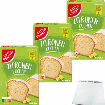 usy Bundle: Gut & Günstig Lemon Cake Mix with Icing, 3-Pack (3 x 500 g) + usy Block