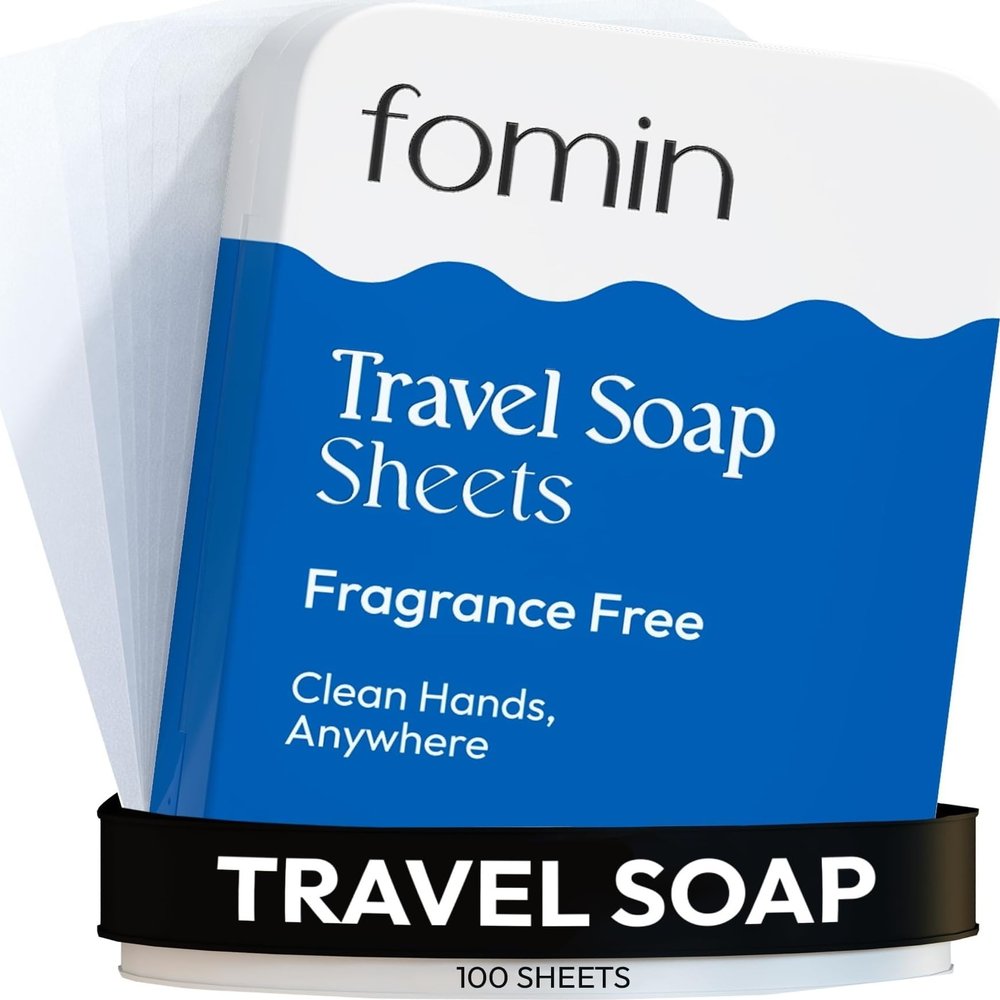 FOMIN Paper Soap Sheets for Travel, 100 Unscented Dissolvable Handwashing Sheets in a Tin