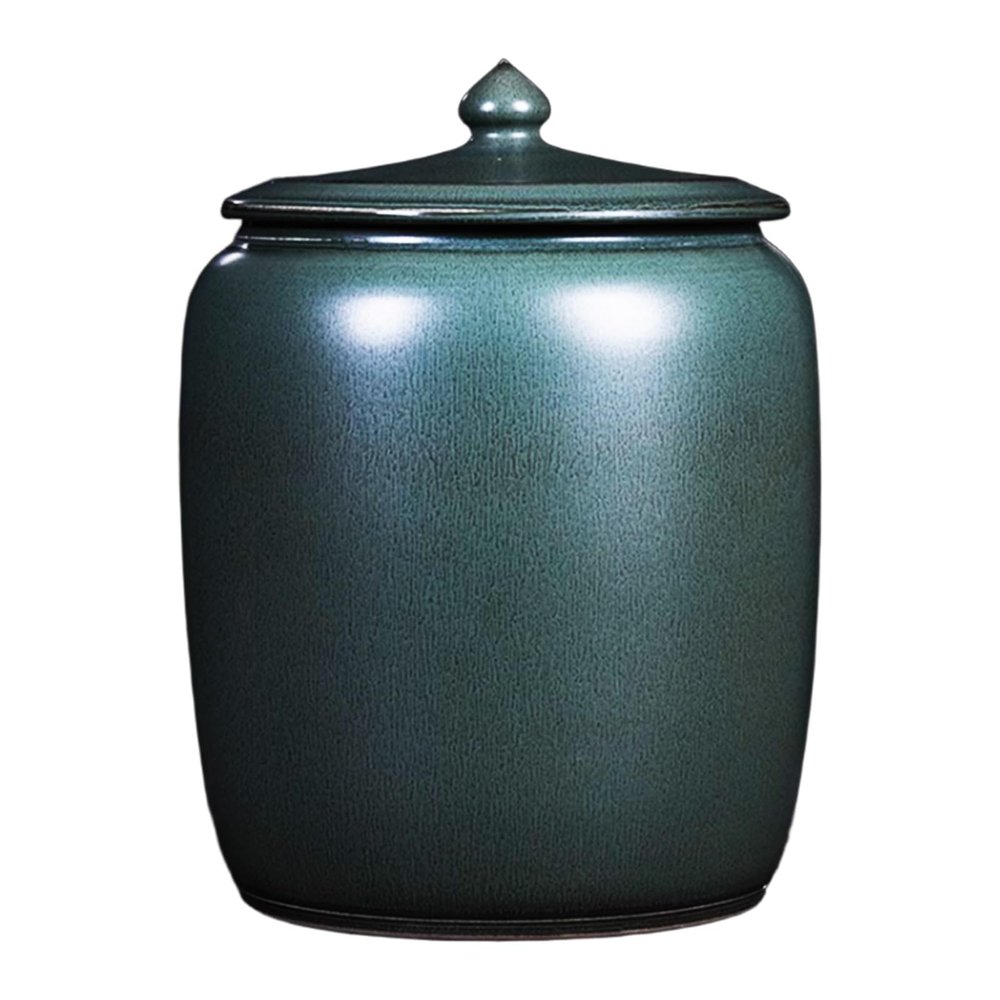WJFTODAY Ceramic Rice Storage Container with Lid, Green, 12.5 kg