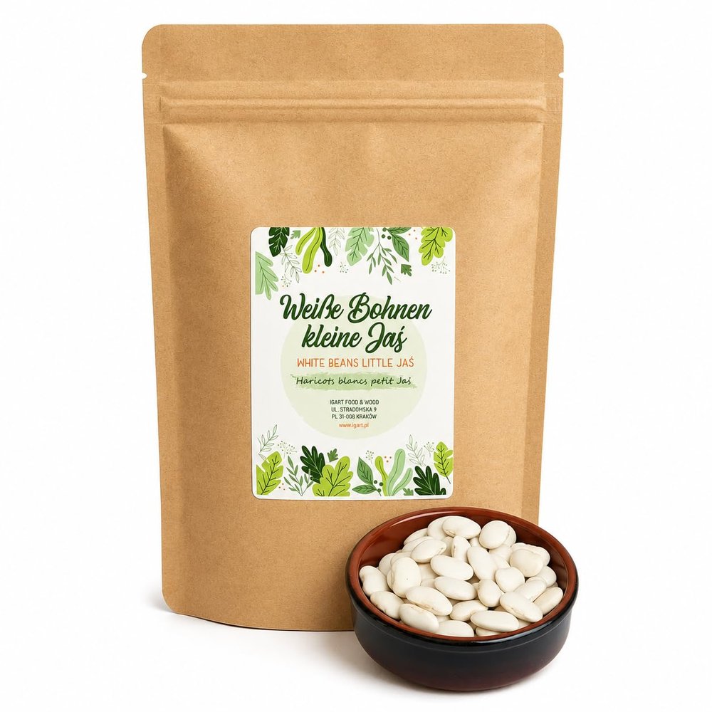 IGART FOOD & WOOD White Ja Karowy Beans (Bush Bean), Dry Small Beans, 1.5–2 cm, No Additives, 1 kg