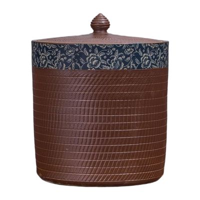 WJFTODAY Ceramic Rice Storage Bucket with Lid, Brown, 10 kg