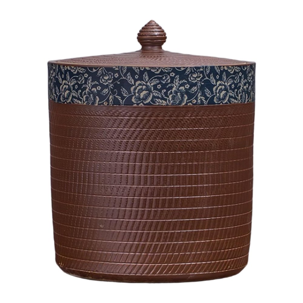 WJFTODAY Ceramic Rice Storage Bucket with Lid, Brown, 10 kg