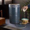 WJFTODAY Ceramic Rice Storage Bucket with Lid, Brown, 10 kg view 3
