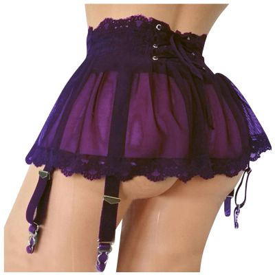 Women’s Sexy Lace Lingerie Set with Push-Up Babydoll Dress, Bra, Thong, Mini Skirt and Stockings