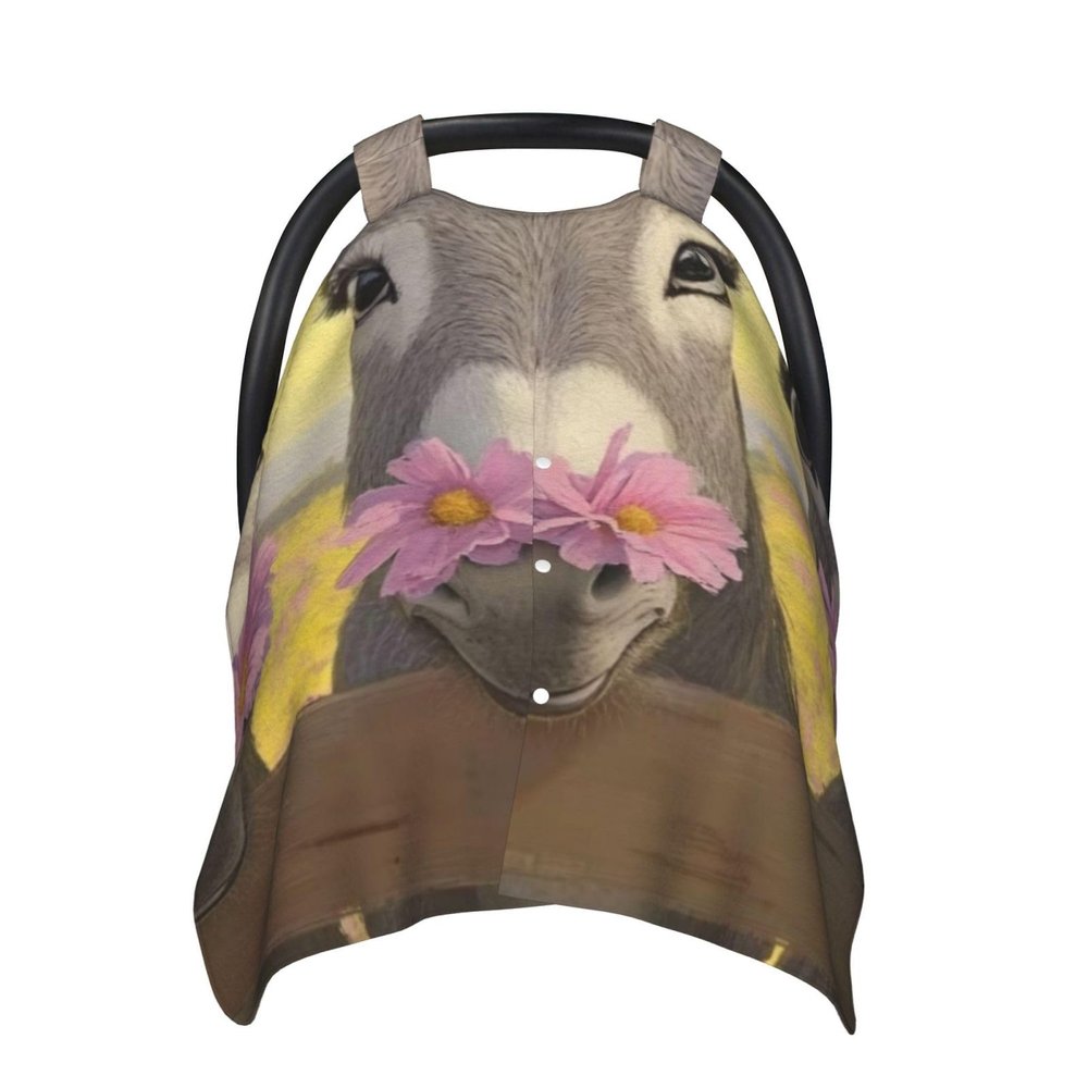 Baby Car Seat Cover with Donkey and Flower