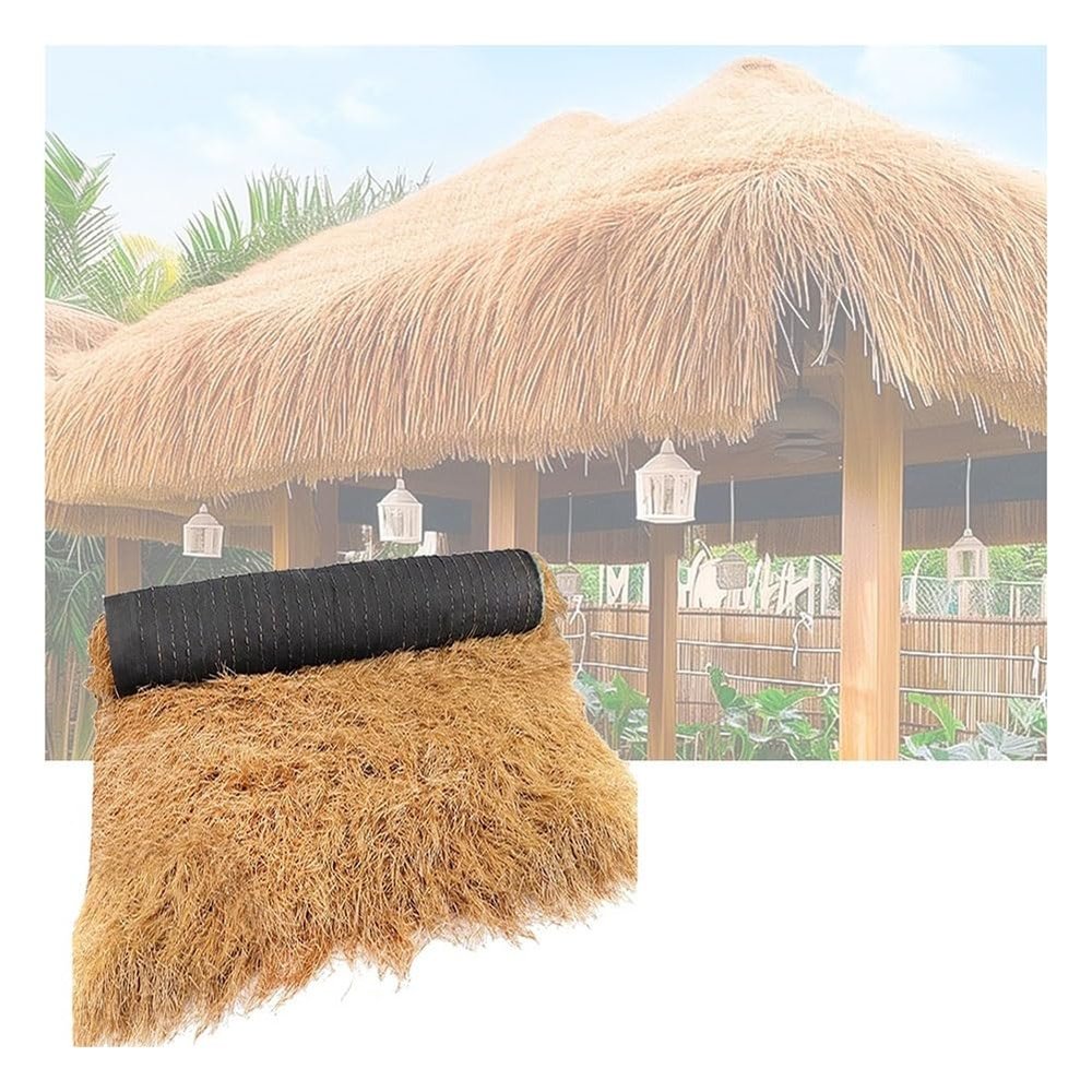 pujindu Artificial Thatch Roll DIY Straw Roof Decor for Patio, Beach, Tiki Bar, and Garden (39.4 x 118 in)