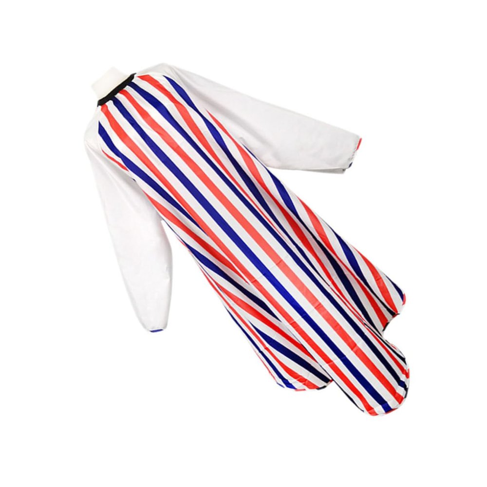 Striped Non-Stick Hairdressing Cape with Sleeves for Salon and Home