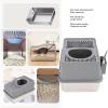 Fockety Stainless Steel Cat Litter Box, Semi-Enclosed, High-Sided, Top-Entry view 2